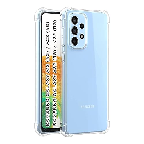 Image of CEDO Samsung Galaxy A13 (4G) / A23 (4G) / A32 (5G) / M32 (5G) Bumper Case | Soft Jel Flexible Thin Full Protection Shock Proof Clear TPU Back Case Cover for Samsung Galaxy A13 (Transparent)