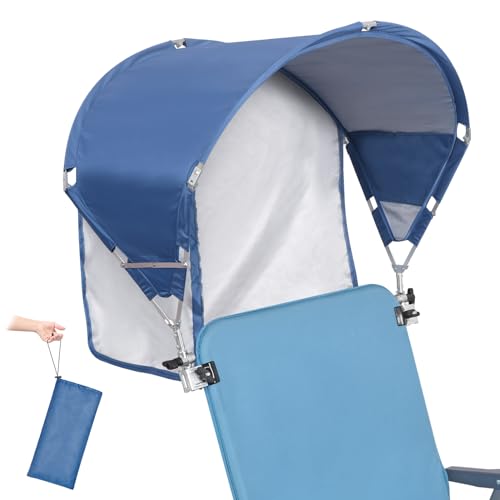 Universal Chair Umbrella Canopy, UPF 50+ Sun Shade with Adjustable Clamp, Fits Most Brands’ Beach, Camping, Lawn, Tanning, Zero Gravity, Lounge & Fishing Chairs, Patent Design