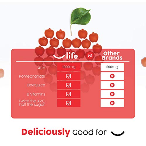 image for Organic Apple Cider Vinegar Gummies 1000mg (with The Mother) by Ulife 