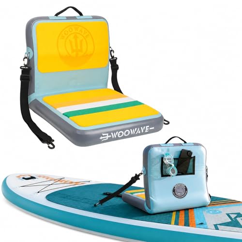 WOOWAVE Paddle Board Seat with Back Support Portable Kayak Seats Universal lnflatable Seat for Adults Foldable Ergonomic DesignUse for Fishing Kayaking Canoeing Rafting
