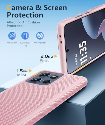 Image of FNTCASE for Moto G 2026 /2025 Case: Moto G Play 2026 /Moto G Power 2025 Case Dual Layer Military Protective Heavy Duty Cell Phone Cover with Screen Protector Shockproof Rugged Non Slip Textured (Pink)