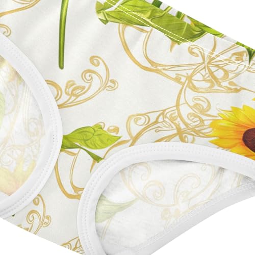 Florals Toddler Underwear Floral 2t Cotton Panties for Girl Vintage Sunflowers Beige Undies Kids Briefs4