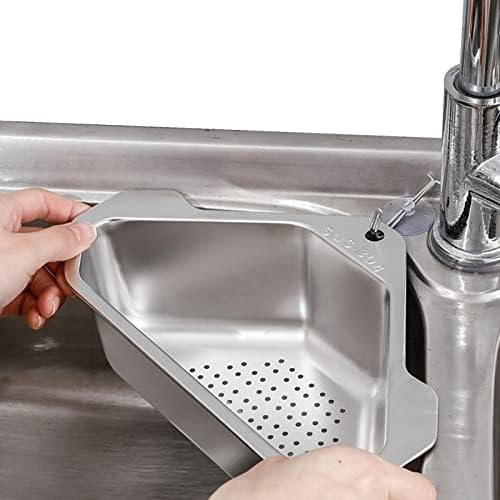 DECHEN Sink Drain Basket | Triangle Sink Drainer Basket | Stainless Steel Triangle Corner Sink Dain Strainer, Kitchen Food Waste Leftovers Food Garbage Catcher Filter Organizer