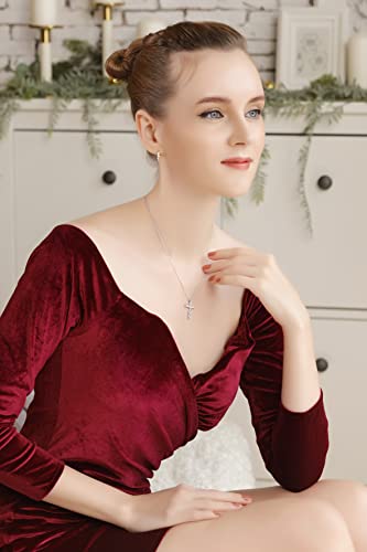 B. BRILLIANT Sterling Silver Baguette-cut AAA Cubic Zirconia Cross Necklace Made for Women4