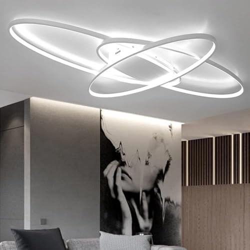 Lustre plafonnier LED blanc mat en alu avec télécommande dimmable