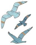 Putuo Decor 3pcs Wooden Seagull Wall Art, Nautical Room Decor Coastal Wall Hanging, Seagull Wall Decor Beach Decorations for Home Bedroom Bathroom Hallway Nautical Wall Decal Nursery