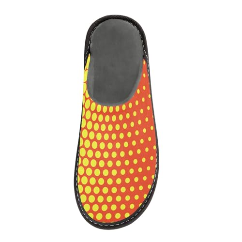 ODAWA Yellow Red Polka Dots House Shoes Slippers for Women, Winter House Slippers with Memory Foam Anti-Skid Sole Size 4-53