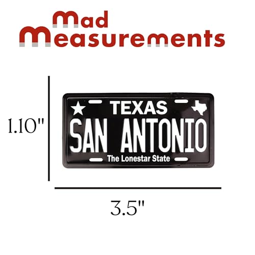 Imán Mini Placa San Antonio Texas Negro 3.5 x 1.10 pulgadas miniatura 2