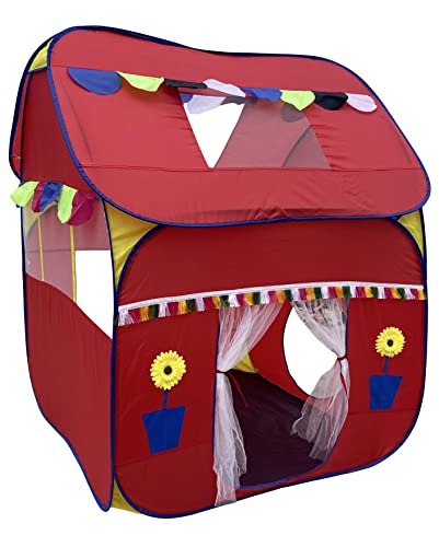 HOMECUTE Foldable Pop Up Hut Type Kids Toys Play Tent House (Red), Tent House Theme