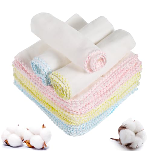 Lanjue 24 Pcs Muslin Face Cloths 12 x 12 Inch Cotton Muslin Cloths