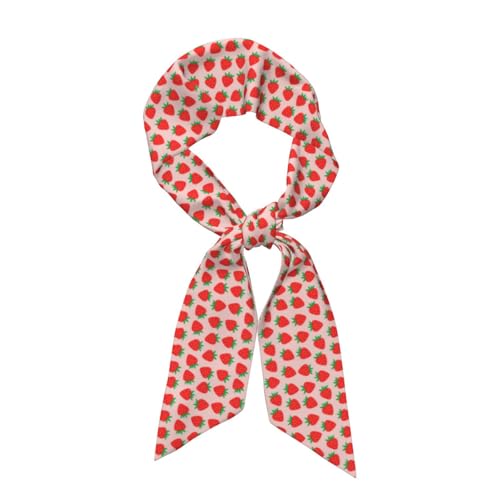 ASYG Cute Strawberry Print Head Scarf Hair Neck Scarves For Women Men Purse Bag Scarfs For Handbags Fashion
