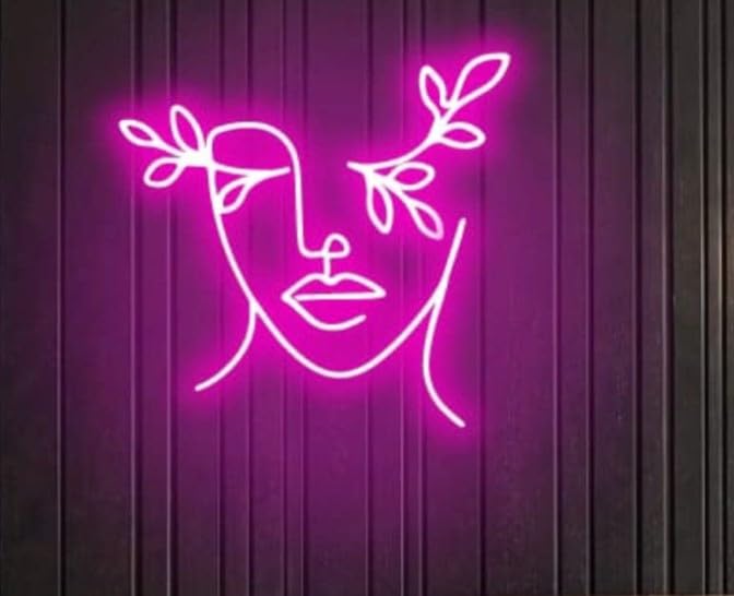 SG PRINT Beautiful Abstract women Face Led Neon Sign Wall Decoration | Neon Light | Led Neon Sign Light Decor | Led Neon Light(18X18) PURPLE