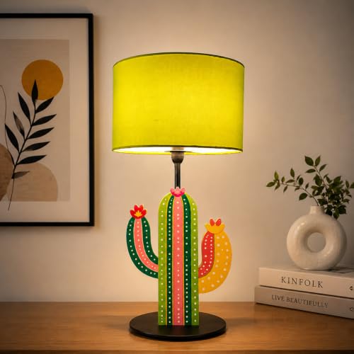 Image of THE GRANDEUR Cactus Artistic Table Lamp with Fabric Shade, 41 cm
