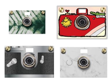 Paper Shoot Camera Accessories Bundle E - 4 PaperShoot Cases (Old Classic Black, Hand Drawn Red, Zen Matsuba, White Marble) + Decorative Stickers & Enamel Pins - Unique Gift Set for Photography Lovers