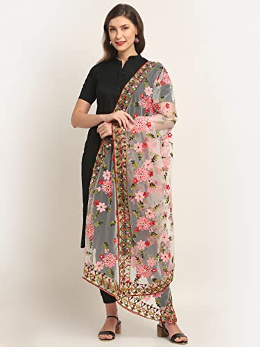 Shasmi-Womens-Heavy-Maroon-Colour-Net-Embroidered-Fancy-phulkari-work-Dupatta-for-women-Football-Dupatta