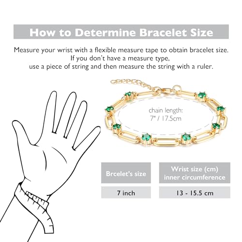 Pulsera Paperclip para Mujeres con Cadena CZ 14K Dorada miniatura 2