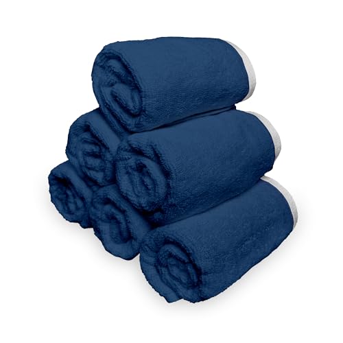 Image of Divine Casa Cotton Hand Towels Set of 6 500 GSM (60x40 cm) | Blue Hand Towels | Soft Absorbent Bathroom Towels