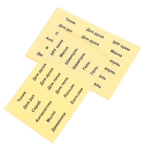 HOODANCOS 6sheets Russian Labels for Bathroom Dispensers Self-Adhesive Stickers for Shampoo Conditioner Bottles for Travel Toiletries Strong Adhesive for Quick Identification