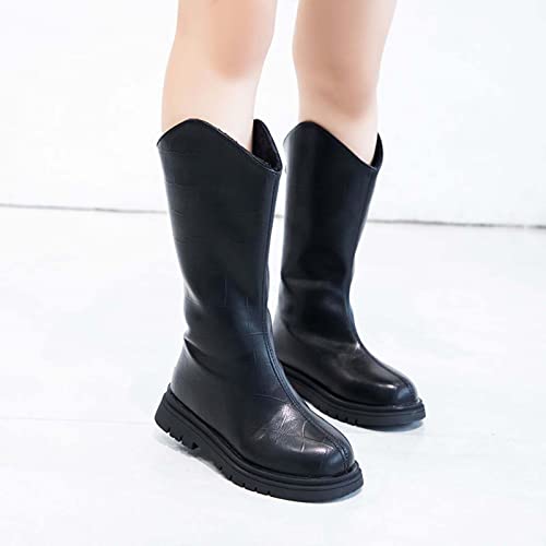 JOEupin Toddler Girls Mid Calf Boots Back Zipper Riding Shoes4