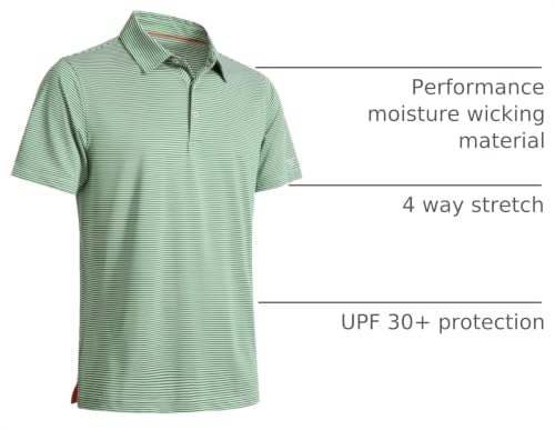 Image of Men's Golf Polo Shirts Short Sleeve Striped Performance Moisture Wicking Dry Fit Golf Shirts for Men