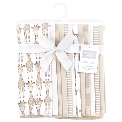 Image of Hudson Baby Cotton Flannel Burp Cloths 12-Pack Bundle, Giraffe, One Size