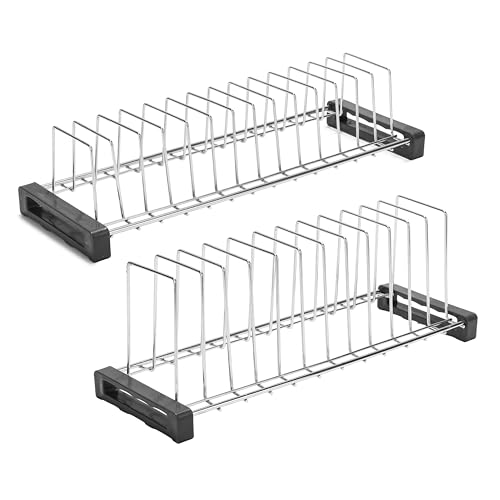 Image of Stainless Steel Plate Rack for Kitchen | Dish & Plate Stand Organizer | Rust-Resistant Countertop Plate Holder with Stable Base | Space Saving Design (Small 14 Slot / Medium 12 Slot) (Pack of 2)