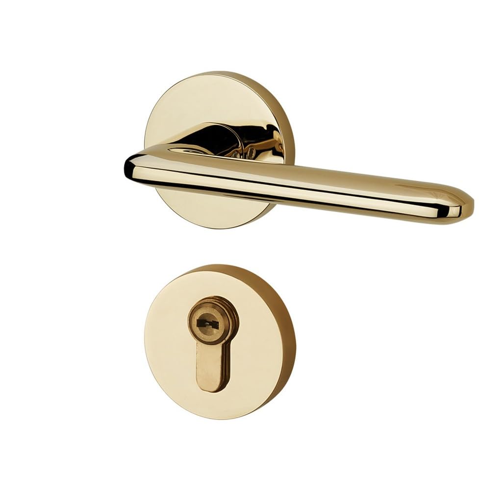 MOBYGKFY Copper Bedroom Door Lock Indoor Mute Magnetic Room Split Wooden