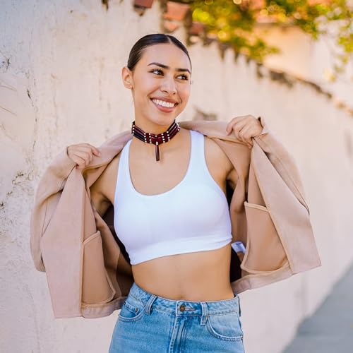 outROAR Gear American Indian Style Bone Choker Necklace, 4 Row Burgundy Red Traditional Hairpipe Beads, Unisex Adjustable2