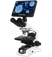 [Infinity-Corrected] Trinocular Compound Microscope with 10" 24MP Monitor, 40-1000X Magnification...
