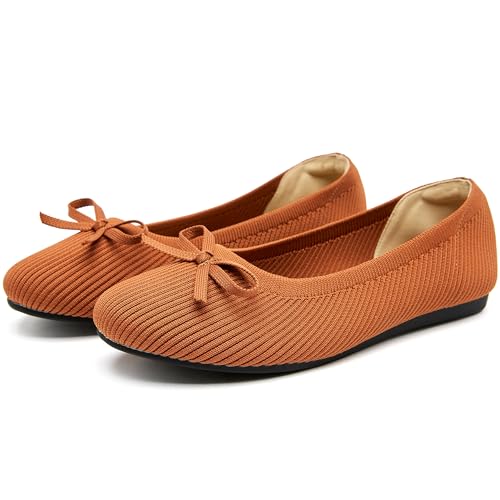 Women's Flats Shoes Knit Mesh Ballet Flats with Bow Comfortable Round Toe Washable Dressy Flat3
