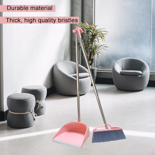 Roellgs Besen Kehrschaufel Set Winddicht Vertikal Langstiel Besen Kit Kehrschaufel Kombination Home Cleaning Kehren (Rosa), ro-19-6-19 – Bild 6