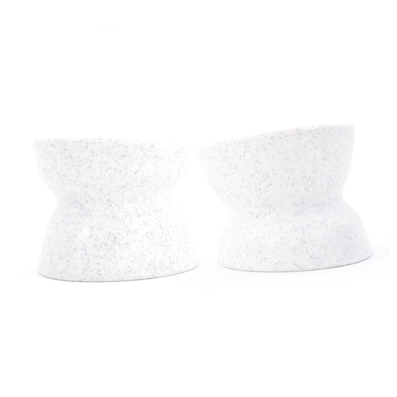 POPETPOP Pet Non Slip Food Bowl Dual Use Design for Cats and Dogs Tilted Bowl with Marble Texture Deep Capacity Safe Material Easy to White