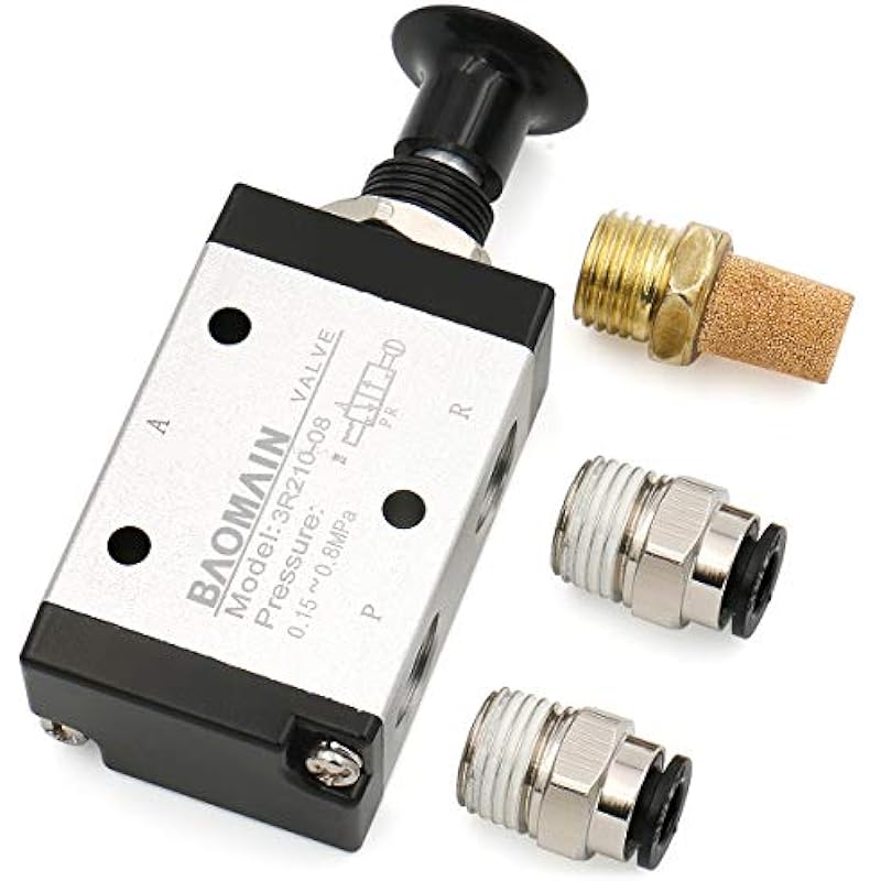 Baomain Pneumatic Air Hand Solenoid Valve 3 Way 2 Position Pneumatic Air Manual Control 1/4 PT 3R210-08 상세이미지 3