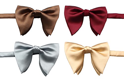 Levao Mens Satin Silk Oversized Bow Tie Solid Color Formal Tuxedo Big Bowtie Pb570-D Gold #TOP1