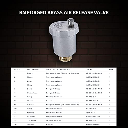 Image of R. N. Brass Solar Water Heater Pressure Release Automatic Air Exhaust 20Mm(3 /4 inch) Valve, Automatic Air Release Brass Vent Valve, Art-5200