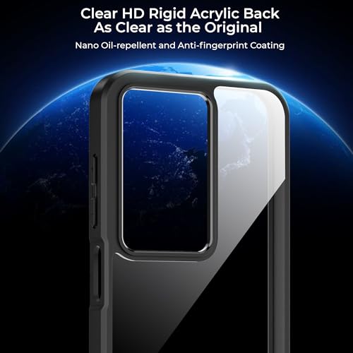 Image of A rtistque Clear Hard Armor Transparent Cover Case for Realme 14x 5G / P3x 5G / Narzo 80x 5G | Anti-Drop Shockproof | TPU Edge | Stylish Design | Realme 14x Mobile Cover - Black