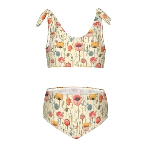Poppy Girls Tankini Swim Set, Two Piece Swimsuits Summer Bikini Swimwear Set for Girls, 3T Multicoloured