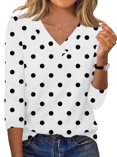 Image of XIEERDUO 3 /4 Length Sleeve Womens Tops V Neck T Shirts Summer Clothes Basic Blouses Dressy Casual 2026 Spring Outfits