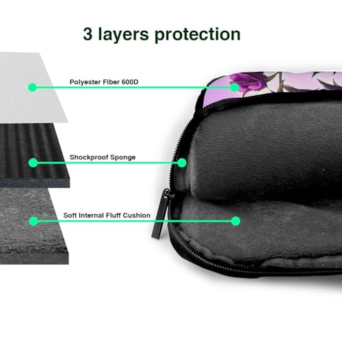 Bolso bandolera para laptop con flores rojas y moradas miniatura 3