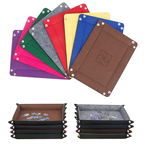 KISLANE 8 Puzzle Sorting Trays, Set of 8 Felt Jigsaw Sorting Trays, Jigsaw Puzzle Sorting Accessories for Puzzle Lovers (Multiple Colors)