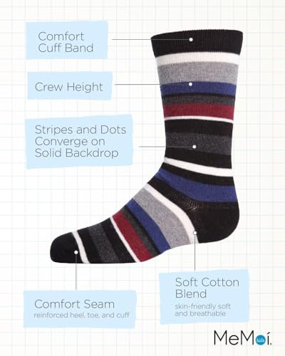 MeMoi Boys' Bright Stripes Ribbed Cotton Crew Socks3