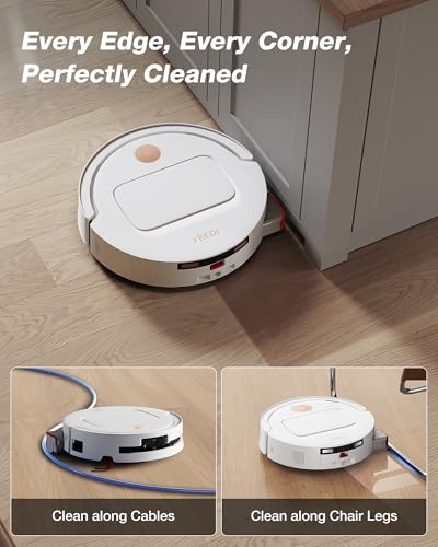 Image of Yeedi M14 Plus Robot Vacuum and Mop with All-in-One Station, 18000Pa, OZMO Roller Instant Self-Washing Mopping, 167℉ Hot Water Mop Washing & Self-Drying, ZeroTangle 3.0, Self-Emptying, White
