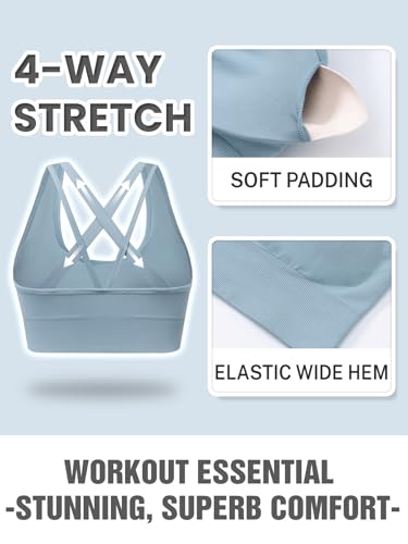 Image of Sports Bras for Women High Support, Multipack Padded Supportive Criss Cross Back Wireless Running Yoga Workout Bra