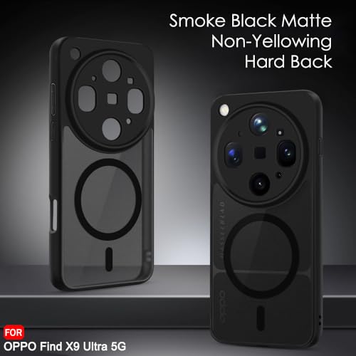 Image of TheGiftKart Hybrid Shockproof Back Cover Case for Oppo Find X9 Ultra 5G Compatible with MagSafe | Camera Protection Module | Hard Back Cover Case (PC & TPU, Translucent Smoke Matte Back, Black Sides)