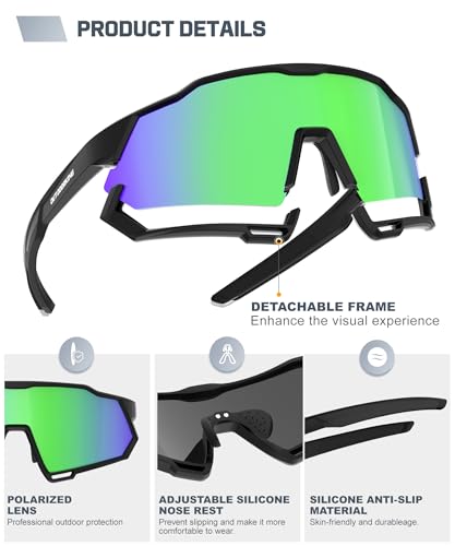 Image of Sport Polarized Sunglasses for Men and Women, Stylish and Lightweight Cycling Sunglasses with UV400 Protection