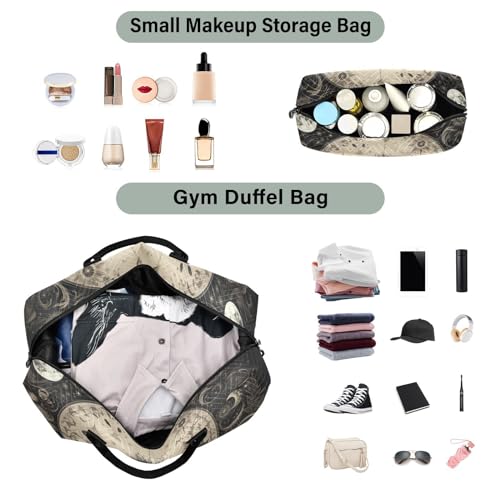 Large Travel Duffel Bag, Moon Dreamcatcher Symmetry Sports Tote Gym Bag, Shoulder Weekender Overnight Bag for Women Men, Carry On Luggage with Toiletry Bags4