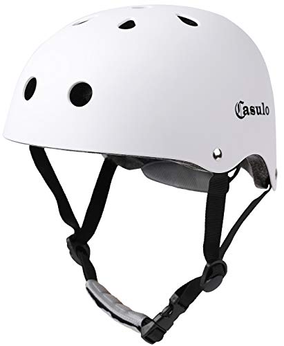 Casulo Skateboard Helmet CPSC ASTM Certified Impact Resistance Ventilation for Multi-Sports Cycling Skateboarding Scooter Roller Skate Inline Skating Rollerblading Longboard White S Sale