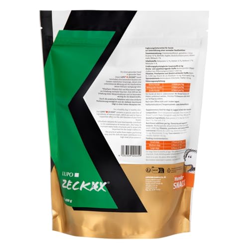 Lupo ZECKXX Hunde-Snack, Ergänzungsfuttermittel mit Cistus Incanus & Bärlauch für gesunde Haut, Pellets für Hunde ab 6 Monate (650g)