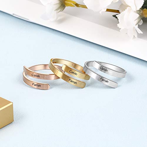 JewelOra Personalized Promise Ring for Her Spiral Name Ring Adjustable Engraved Rings for Women BFF Personalized Gift3
