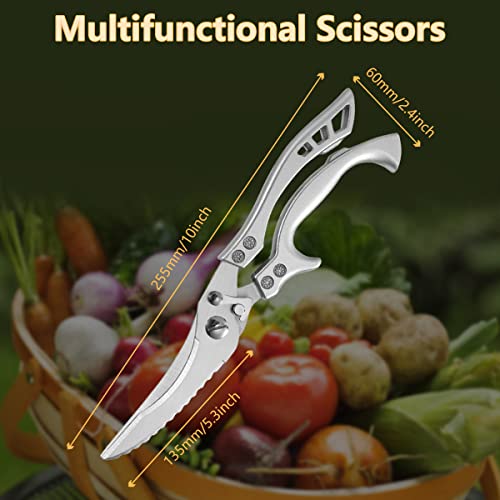 Foto von Küchenschere Edelstahl Scharfe Profi mit Metallgriff,Lurch Groß Schwerlast Geflügelschere Testsieger Spülmaschinenfest Multifunktions Knochenbrecher Haushaltsschere für Fleisch Fisch Hay Gemüse Feder